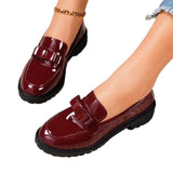 2025 New Patent Leather Bright Eso And Retro Lefu Shoes Large-Size Fashion Casual Single Shoes HZ0115