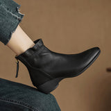 Ju Soft British Style Retro Slope And Short Boots Women 2025 New Autumn And Winter Plus Velvet After Zippered Chelsea Boots HZ0115