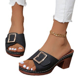 Fish Mouth Slippers Women 2025 Summer New Size Coarse And Fang Buckle Type High Heel Slippers HZ0115