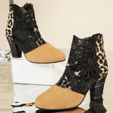 Lace Mesh High Heel Cool Boots Women Large Size Fashion Round Head Coarse And Roman Sandals HZ0115
