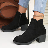 Large-Size Martin Boots Women 2025 Autumn And Winter New Comfort Round Head Coarse Hed-Side Zipper Short Boots HZ0115