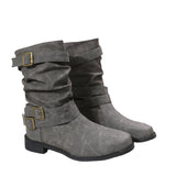 Casual Single Boots 2025 New Large-Size Autumn Tip French Coarse And Double Buckle With Martin Boots HZ0115
