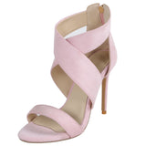 2025 Summer New Fashion Sexy Word Cross-Head With Sharp Tip Ultra-High Fine Sandals Large Size HZ0115