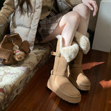 Buckle With Thick-Sleet Hair Edge To Keep Warm Cotton Shoes In The Long-Singed Snow Boots Women Winter Model HZ0115