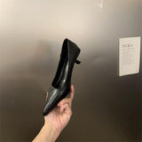 2025 Autumn And Winter New Pointed High-Heeled High-Heeled Shoes Leopard Print Fashion Commuting Low-Heeled Kitten Heel Single Shoes HZ0115