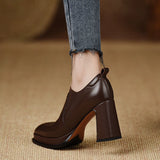 High-Heeled Women 2025 Spring And Autumn New Deep Mouth Round Head Single Shoes Coarse Heel Professional Work Shoes Soft Soles Comfortable Small Leather Shoes HZ0115