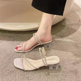 Two Wearing Cold Slippers Women's Summer Wear 2025 New Water Drill Fairy Crystal Coarse Sandals Net Red High Heels HZ0115