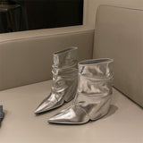 Designing A Hottie Slope And Trouser Tube Boots Autumn And Winter New Pointed Single Boots With Fashion Boots Temperament Fashion Short Boots HZ0115