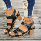 2025 Summer Thick Heel Sandals Light Hollow Pure Color Large Size Women's Foot Slippers Batch HZ0115