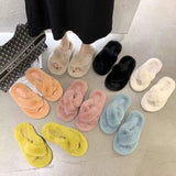 Hairy Slippers Women Wear Net Red Code 2025 New Autumn And Winter Warm Wear Cross Fur Slippers HZ0115