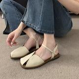 Baotou Sandals Women 2025 New Summer Korean Version Of The Sen Series Retro Fairy Wind Casual Soft Flat Bottom Roman Shoes HZ0115