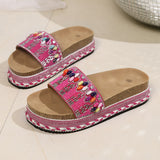 2025 Fashion Family Style Thick Bottom Slippers Women Rivet Hemp Rope Large Size Water Loose Beach Slippers HZ0115