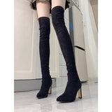 High-Heeling Boots Women 2025 New Thin Boots Thick And Knee Long Boots Show Thin Small High-Clinity Elastic Boots HZ0115