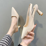 2025 Spring And Summer New Pointed High-Heeled Shoes Women's Fine Heel Head Sandals Behind The Empty Shallow Single Shoes Women Casual HZ0115
