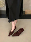 French Retro Velvet Face Tip Fine Heel Mary Jane Single Shoe Woman 2025 New Commuter Kitten Heels High Heels HZ0115