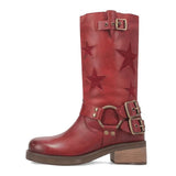 Autumn And Winter Western Boots Five-Star Splicing Belt Buckle Low-Heeled Fashion Boots HZ0115