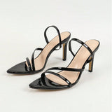 Women's Patent Leather Tips With Back Ankle With Fine Heel Sandals Party High Heels High-Heeled Shoes Leg Length HZ0115