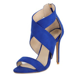 2025 Summer New Fashion Sexy Word Cross-Head With Sharp Tip Ultra-High Fine Sandals Large Size HZ0115