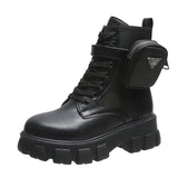 Autumn New Large-Size Ladies Pocket Locomotive Boots Female British Wind Thick Bottom With Short Barrel Knight Martin Boots HZ0115