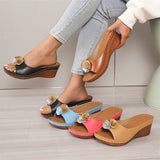 Slot And Flower Slippers Women Wear 2025 Summer New Large Size Loose Cake Thick Bottom Comfortable Cool Slippers HZ0115