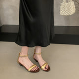 French Niche Design Feeling Low-Heeled Sandals Women 2025 Summer New Leopard Toe With Roman Shoes HZ0115