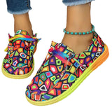 2025 New Large-Size Lace With Color Low-Top Single Shoes Women Graffiti Slacker Canvas Flat-Soled Single Shoes HZ0115
