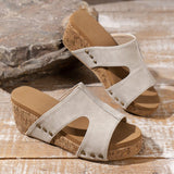 Large Size Wish New Lady Slope With Fish Mouth Thick Sole Rivet Sandals HZ0115