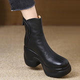8.5Cm Small Thick-Bottomed Leisure Boots Round Head Zipper Ultra-High And Temperament Warm And Comfortable Chelsea Boots HZ0115