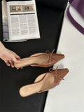 Baotou Down And Slippers 2025 New French Fairy Bow Bow Head Cool Drag Temperament Simple Coarse And Cool Drag HZ0115