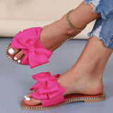 New Flat Bottom Water Drill Bow Bow Slippers Women Wear Pure Light Cloth Cold Slippers HZ0115