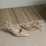 High-Heeled Women's Spring And Summer Light-Mouthed Wedding Shoes Large-Size Fashion Nude Small Scent Wind And Bag Head V Word HZ0115