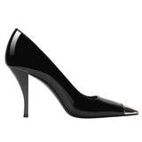 Rose Park Coloring British Sexy Patent Leather High Heels Square Metal Head Fine Heel Single Shoes Black Bag Head Sandals Woman HZ0115