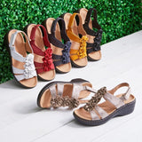 2026 Summer Sandals New Hollow Slope And Fish Mouth Flowers Leisure Comfortable Sandals Women Large Size HZ0115
