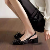 2025 Summer New Bow With Bag Head Sandals Women's Fashion Thick Side Head Mary Jane Single Shoes HZ0115