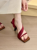 Vintage Hottie Style ~ French Head High Heel Slippers Women Summer Wearing Korean Version Of The Striped Thin Heel Sandals HZ0115