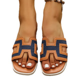 2025 New Color Net Red Slippers Women's Summer Flat Bottom One-Word Drag Wearing Fashion Holiday Beach Sandals HZ0115