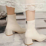 Martin Boots Women 2025 New Autumn And Winter Korean Version Of The Square Head And Zipper High And Velvet Cylinder Thin Short Boots HZ0115
