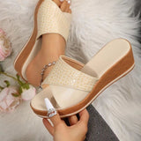 2025 Spring And Summer New Slope And Slippers Women Solid Color Leisure PU Crocodile Skin Surface Cold Drag HZ0115