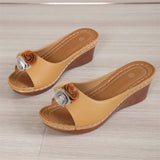 Slot And Flower Slippers Women Wear 2025 Summer New Large Size Loose Cake Thick Bottom Comfortable Cool Slippers HZ0115