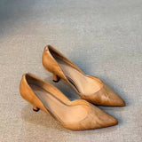 Beautiful~French Retro Tip-Tip High-Heeled Women's New One-Legged Fine-Heeled Single Shoes HZ0115