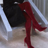 Women's Boots 2025 New Over Knee Boots Sharp Head High And Grind High-Heelled Boots HZ0115