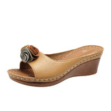 Slot And Flower Slippers Women Wear 2025 Summer New Large Size Loose Cake Thick Bottom Comfortable Cool Slippers HZ0115