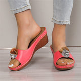 Slot And Flower Slippers Women Wear 2025 Summer New Large Size Loose Cake Thick Bottom Comfortable Cool Slippers HZ0115