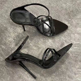 Sharp-Tip Fine Back Empty Sandals Sexy Dew Fine Heel Temperament 2025 Spring Summer Fish Mouth High Heels Outside Wearing Cold Slippers HZ0115