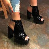 Summer New Fish Mouth Buckle Behind The High Air And Thick With Ladies Plus-Size Fashion Sandals HZ0115