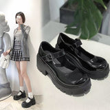 2025 Summer Large-Size New Mary Jane Women's Shoes Thick Heel Thick-Soled JK Uniform Single-Shoe High-Heeled Women's Retro English HZ0115
