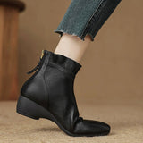 Ju Soft British Style Retro Slope And Short Boots Women 2025 New Autumn And Winter Plus Velvet After Zippered Chelsea Boots HZ0115
