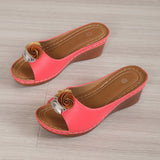 Slot And Flower Slippers Women Wear 2025 Summer New Large Size Loose Cake Thick Bottom Comfortable Cool Slippers HZ0115