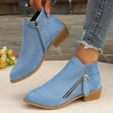 Trendy Thick Background Solid Color Tip Side Zipper Martin Boots 2025 Spring And Autumn New Short-Box Women Boots HZ0115
