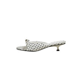Poand Slippers Women Wear Summer 2025 Summer New Pearl Bow Cat And High Heel Cool Slippers HZ0115